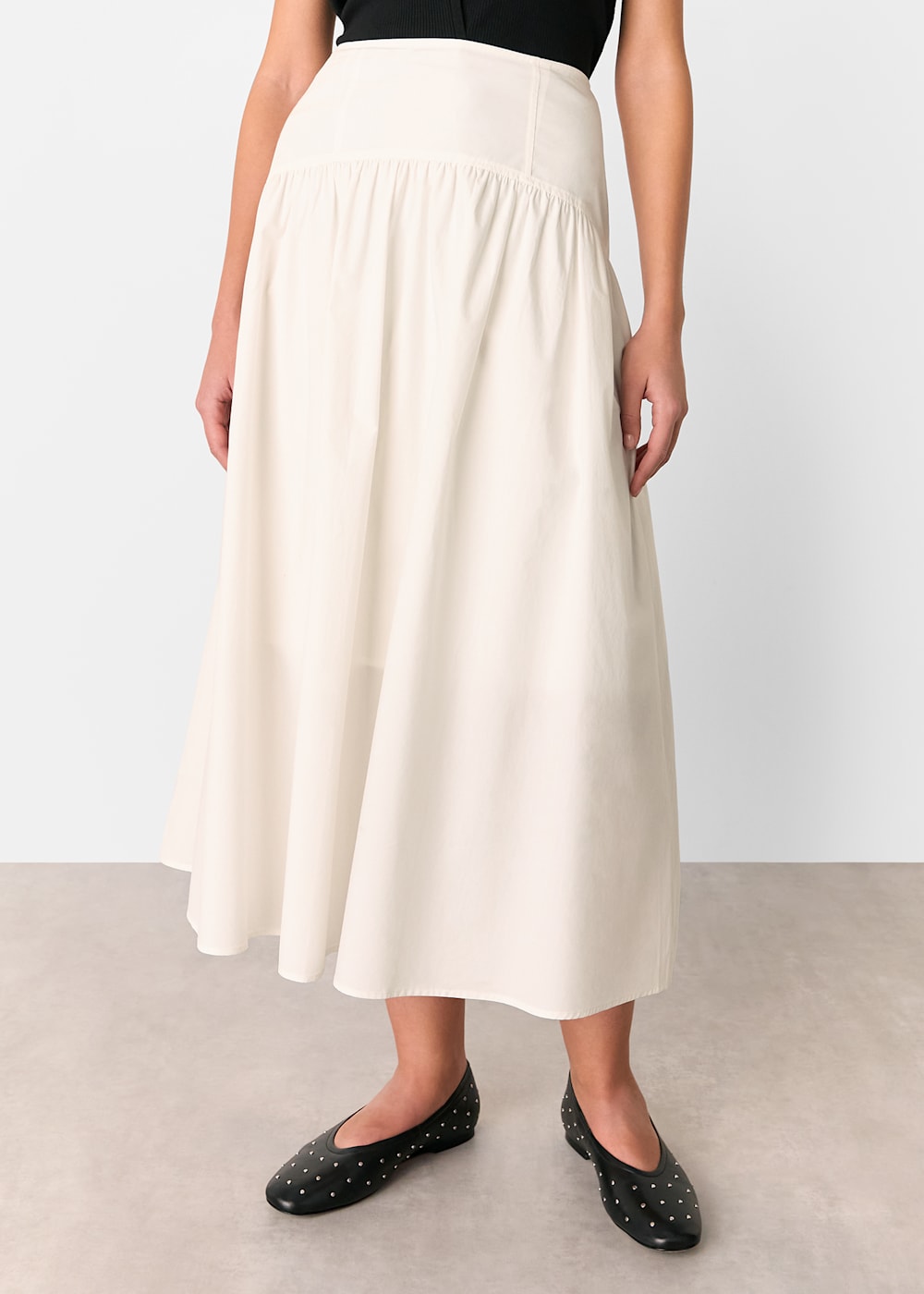 Whistles Cotton Waisted Midi Skirt Whistles Cotton Waisted Midi Skirt