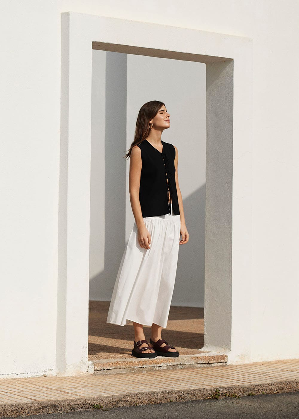 Whistles Cotton Waisted Midi Skirt Whistles Cotton Waisted Midi Skirt