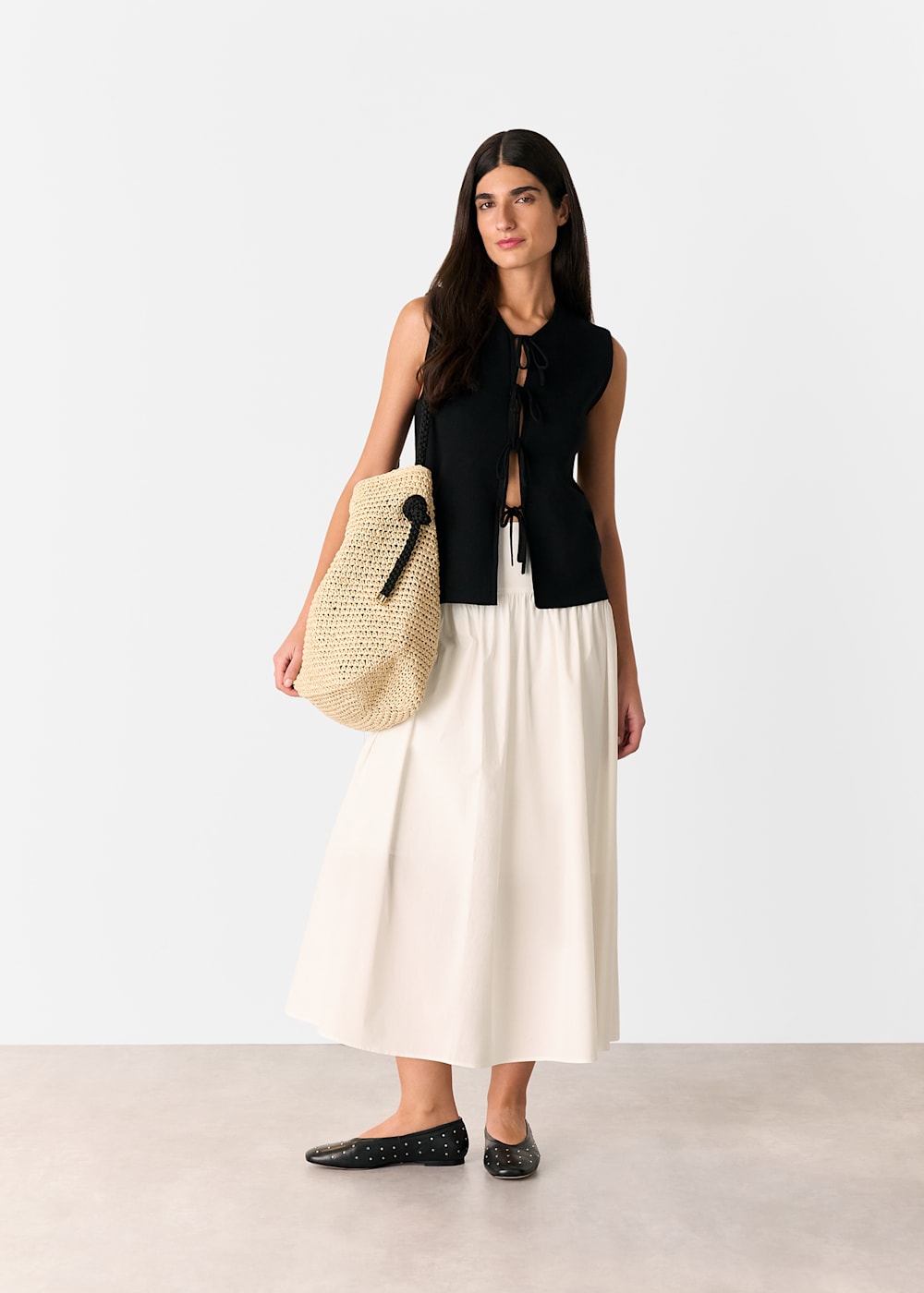 Whistles Cotton Waisted Midi Skirt Whistles Cotton Waisted Midi Skirt