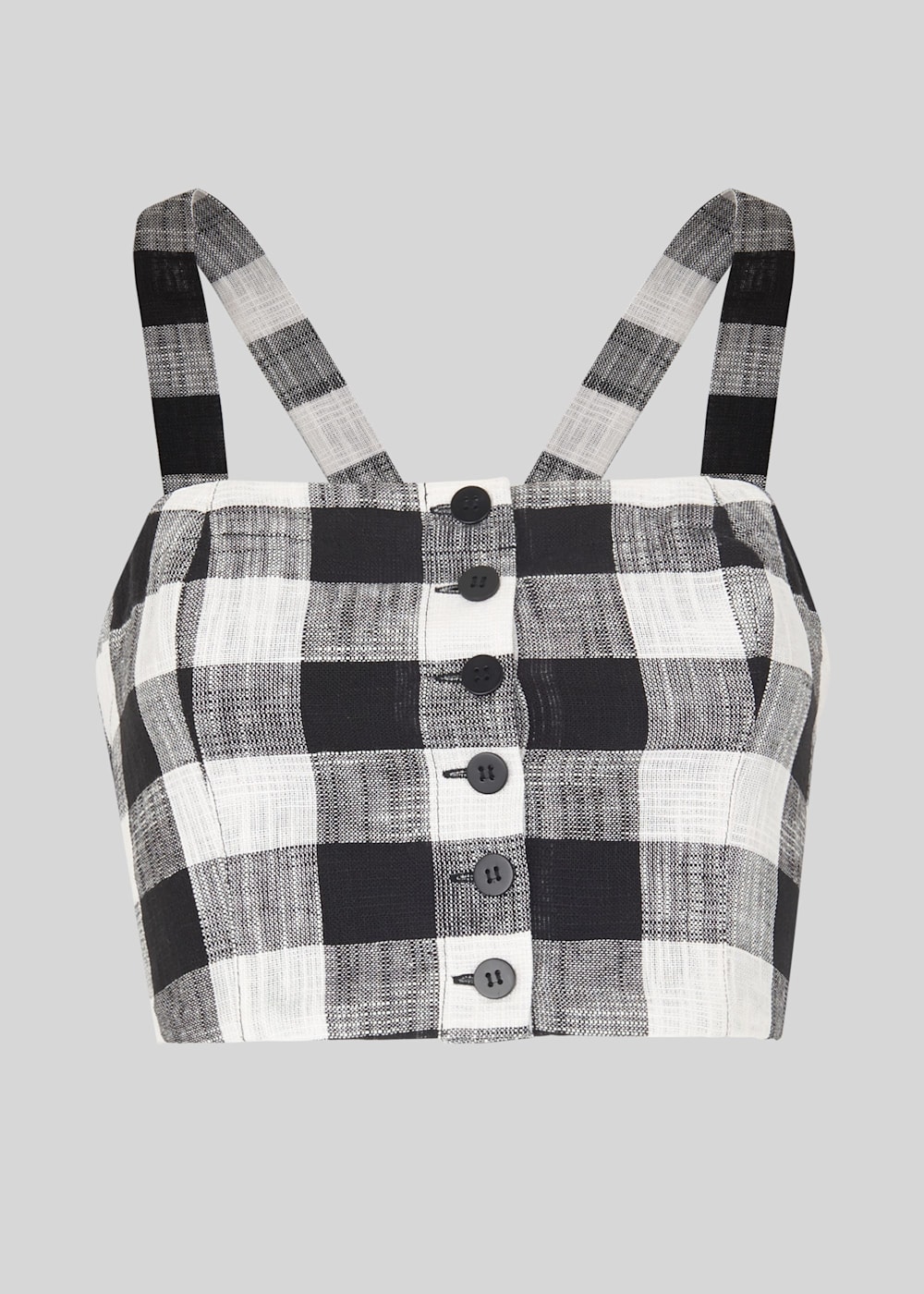 Gingham Button Up Bralette Black and White WHISTLES Whistles UK