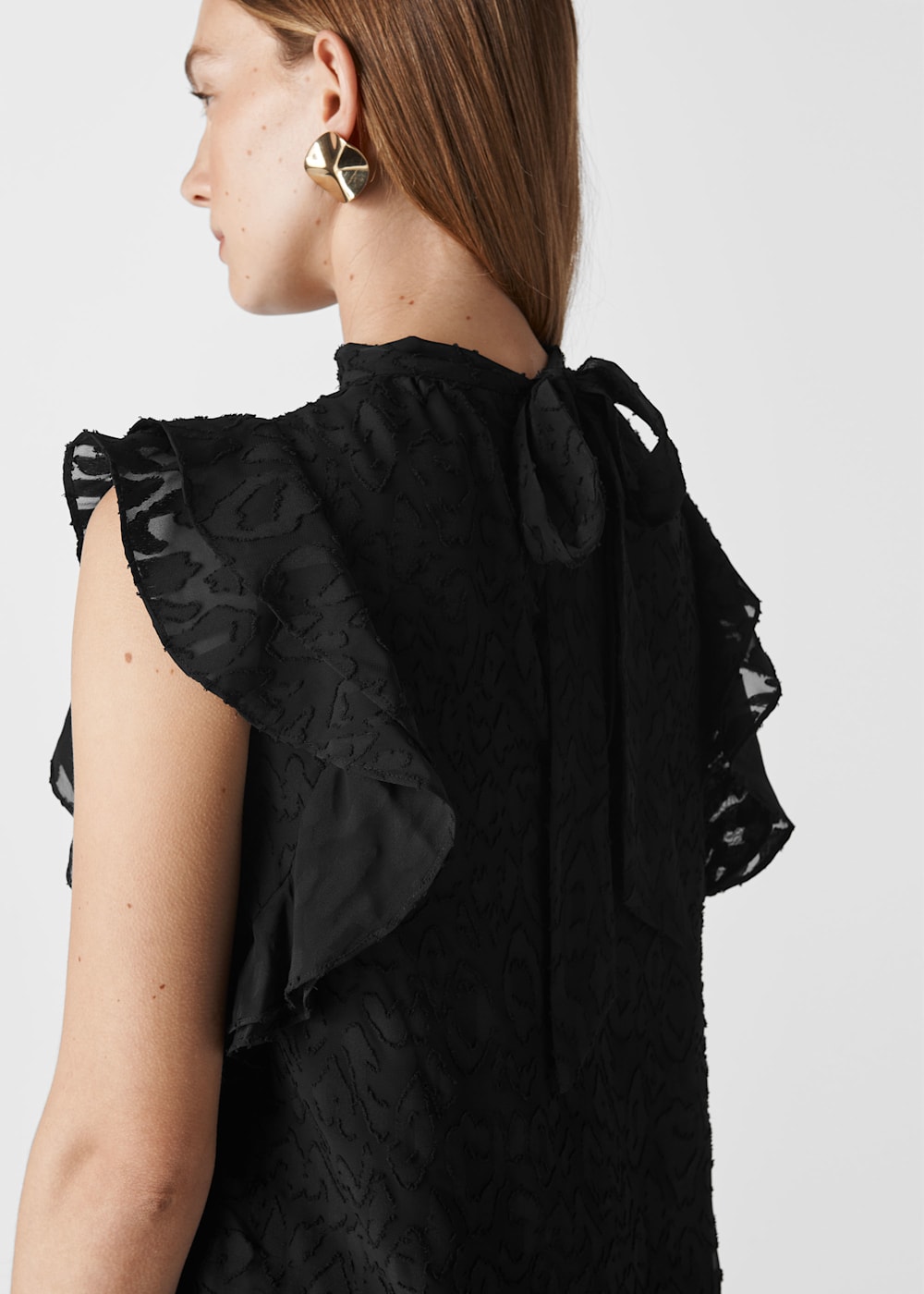 Black Animal Devore Frill Top WHISTLES Whistles UK