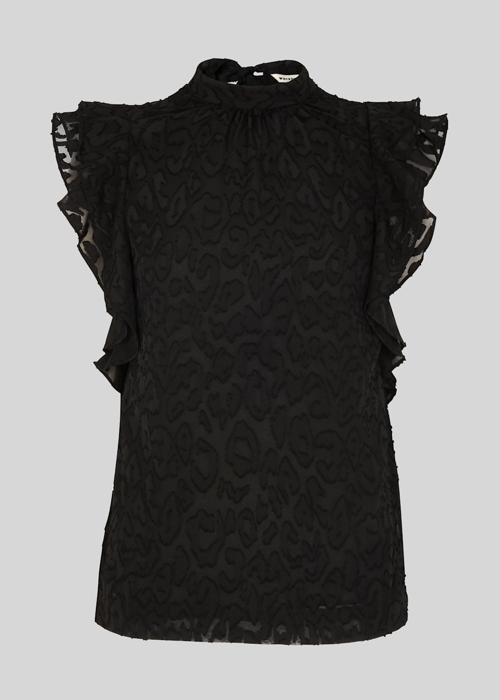 Black Animal Devore Frill Top WHISTLES Whistles UK