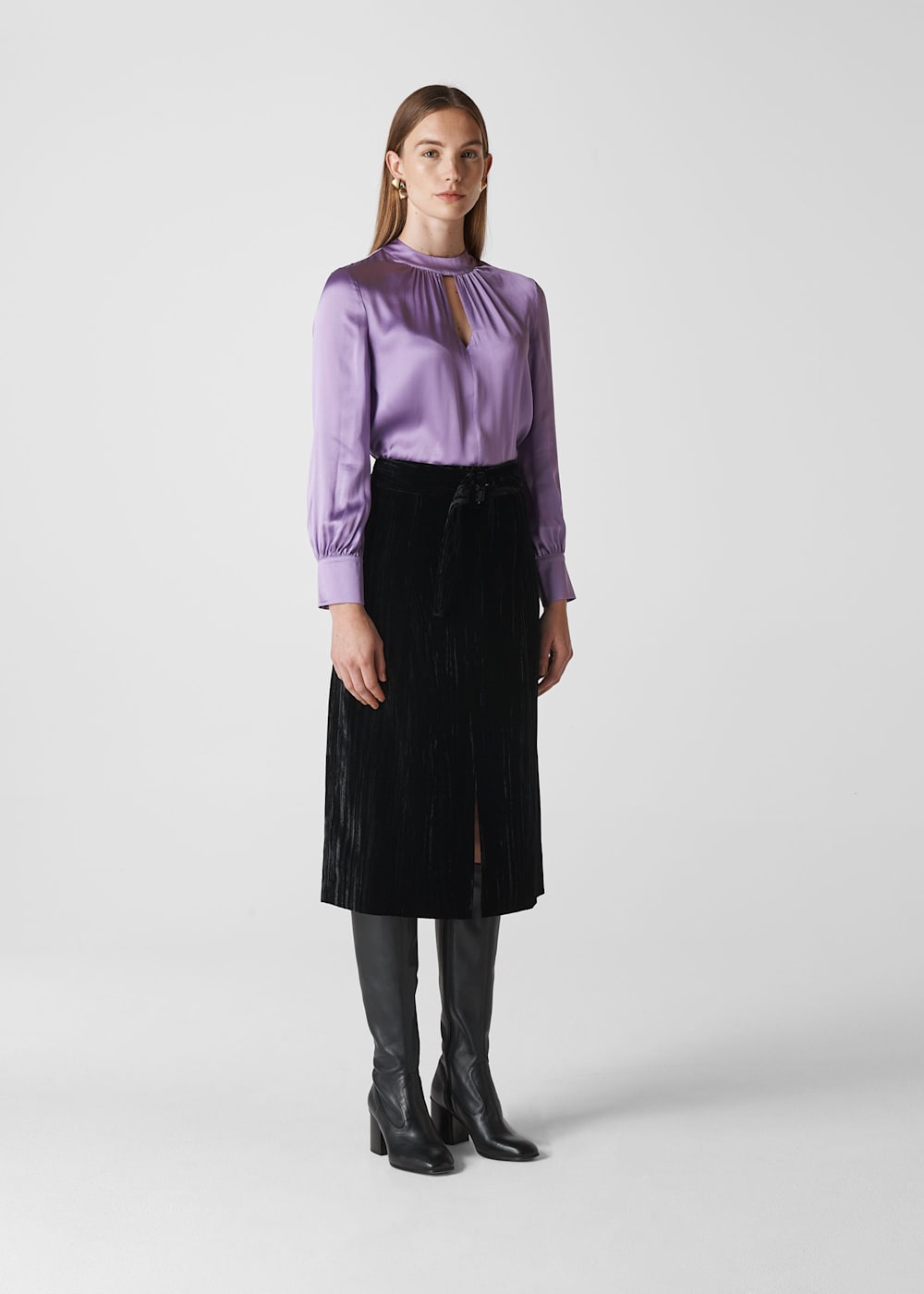 Lilac Cora Silk Satin Blouse