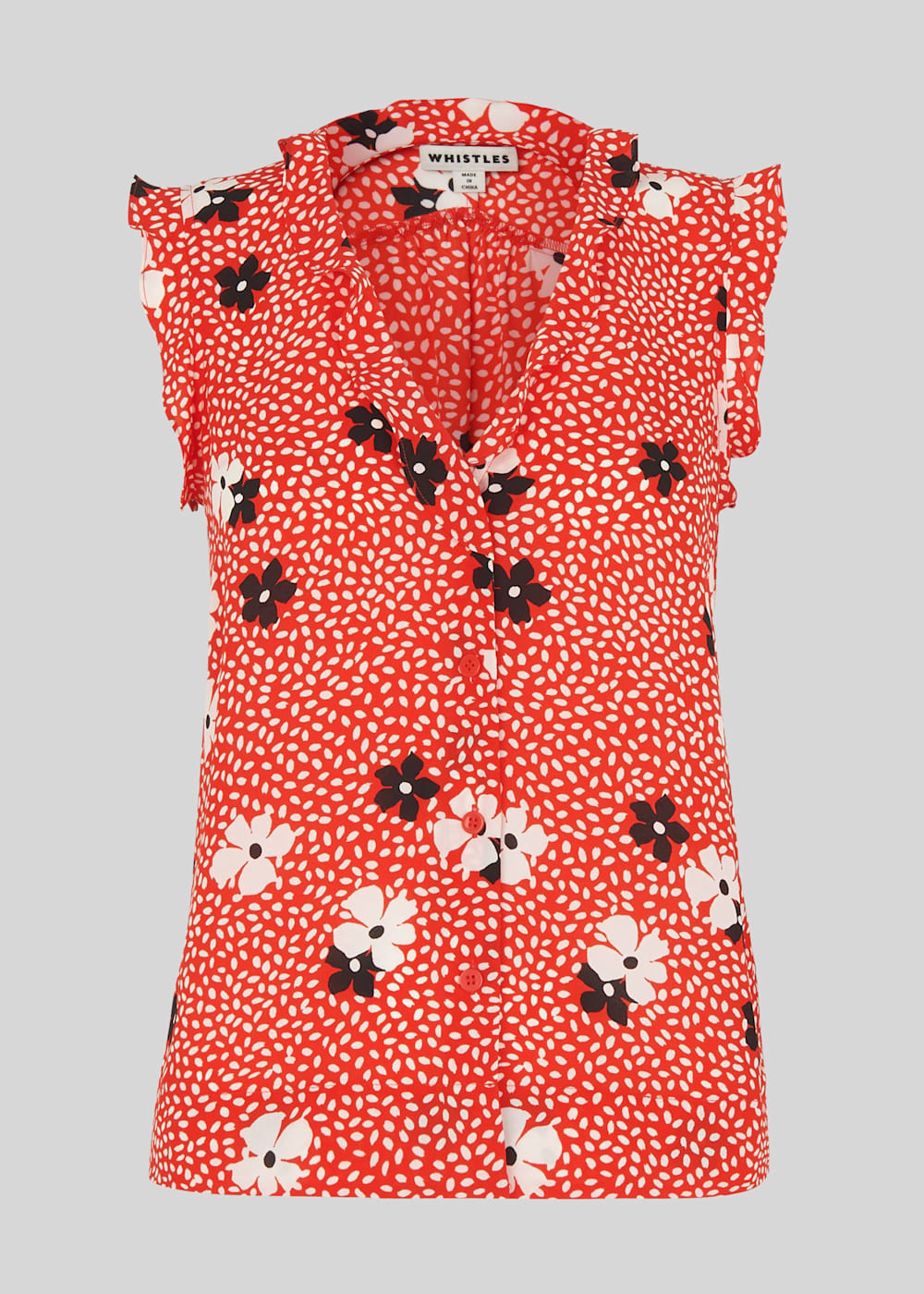 Red Multi Confetti Floral Print Frill Top WHISTLES Whistles UK