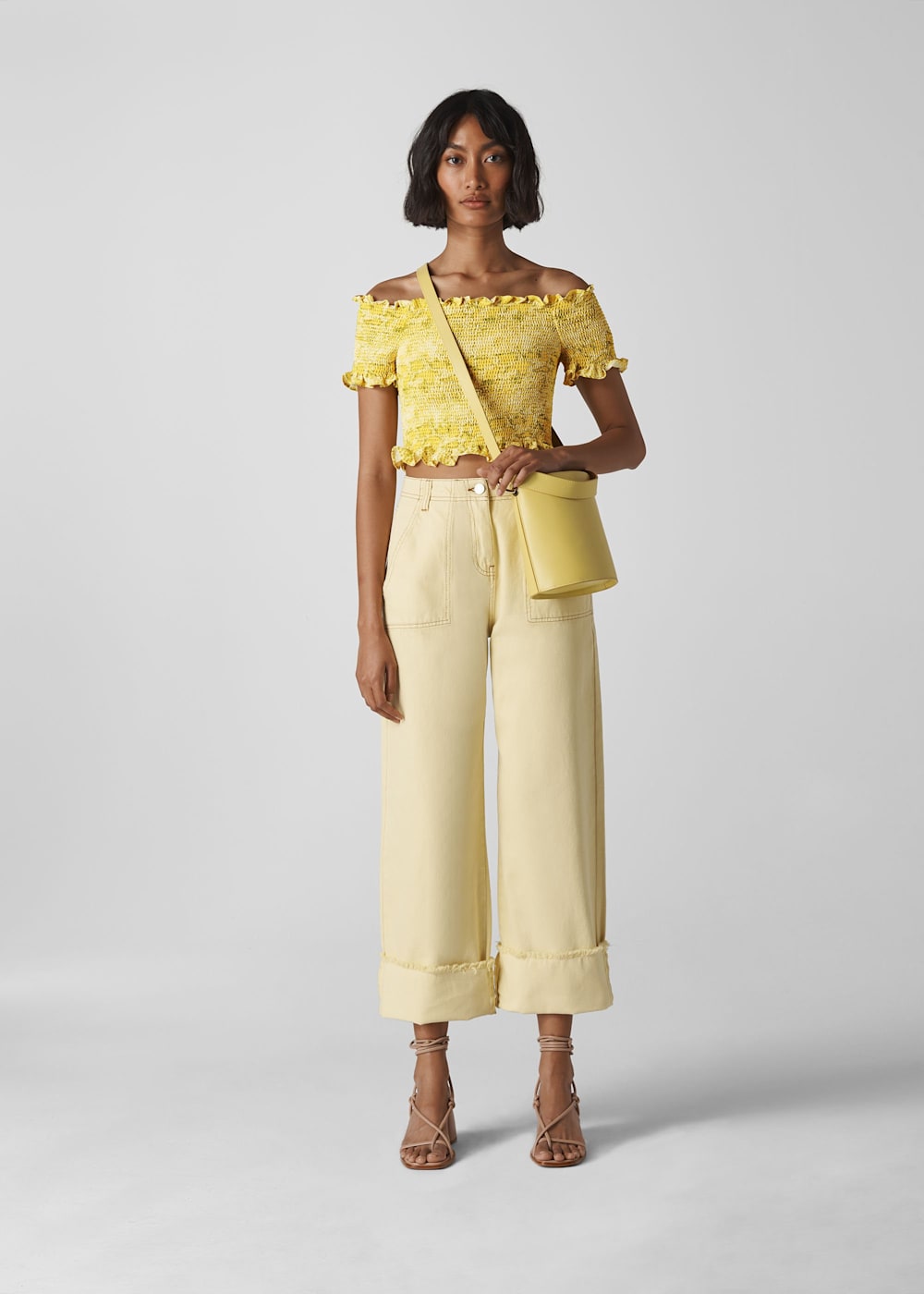 Smocked bardot top sale