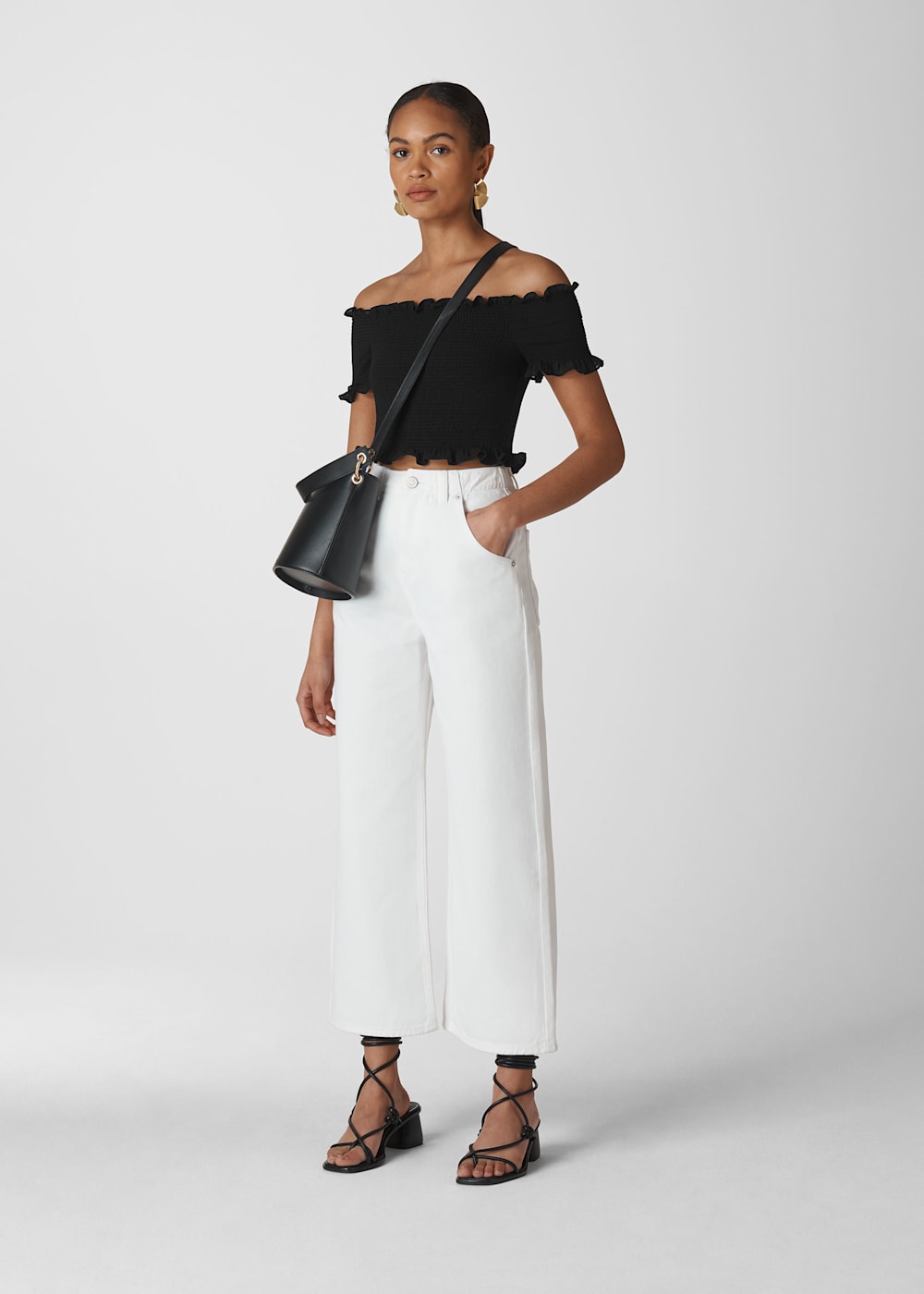 Smocked bardot top best sale