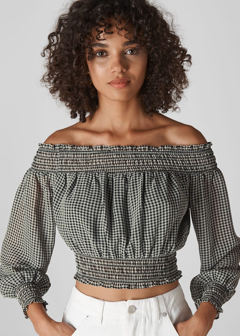 Gingham bardot top hotsell