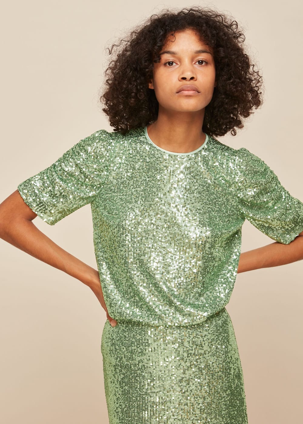 Whistles green sparkly dress deals