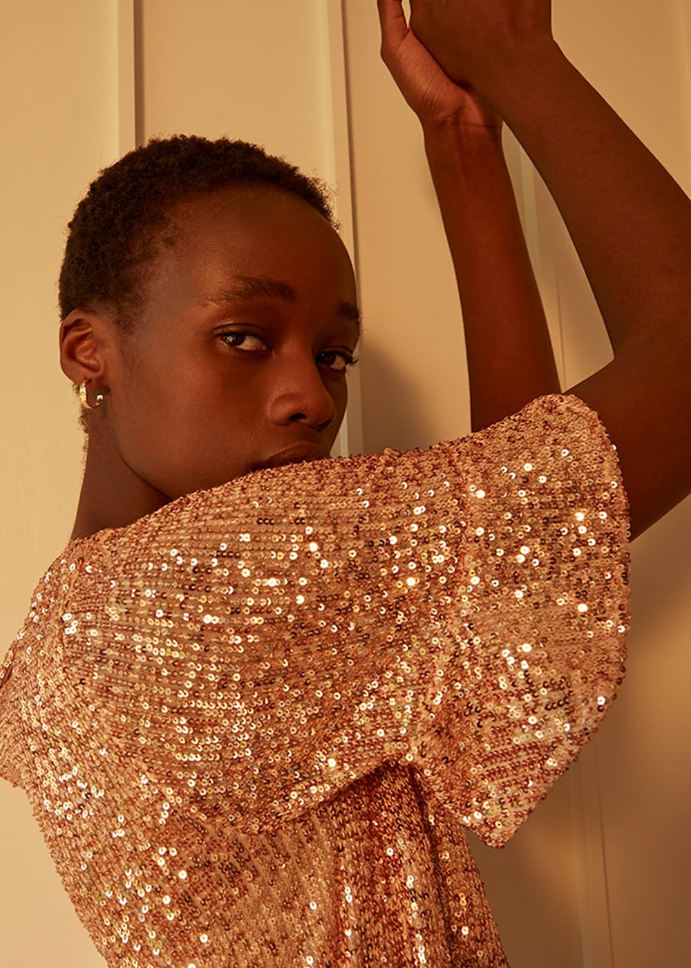 Champagne Sada Sequin Top WHISTLES Whistles US