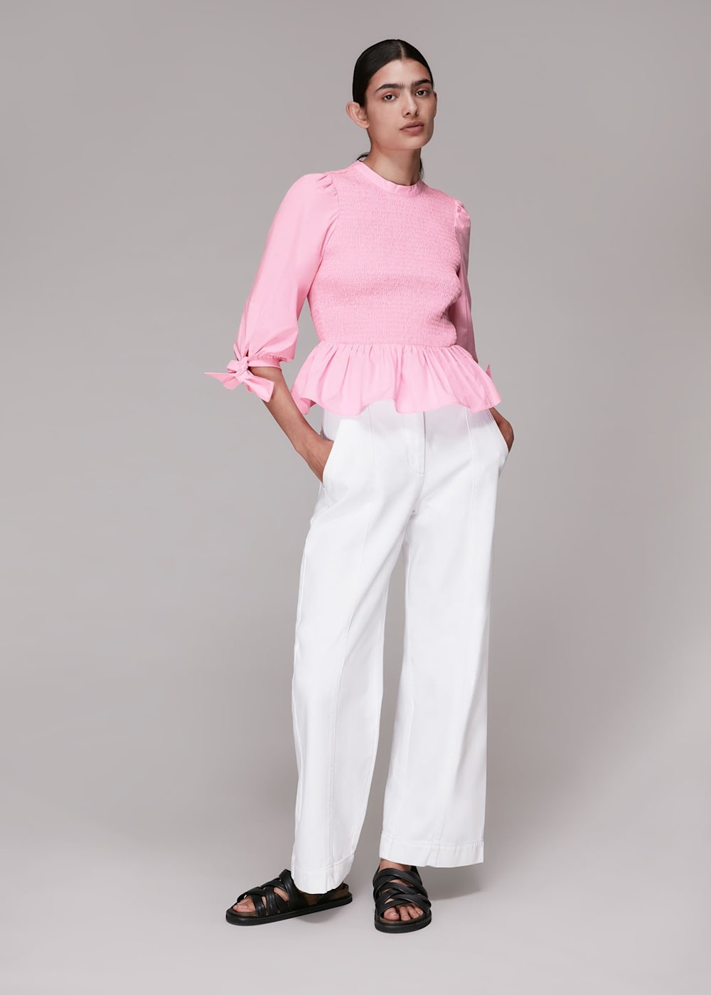 Pink peplum top store