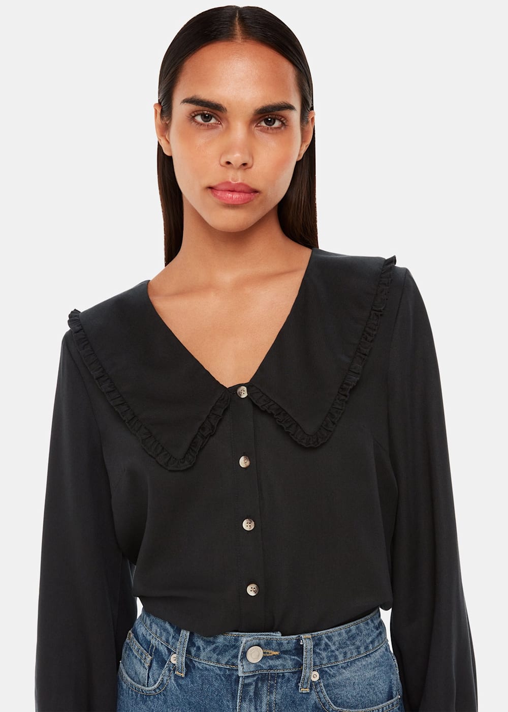 Black button up blouse online