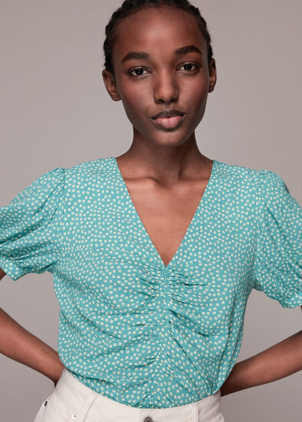Mint floral top deals