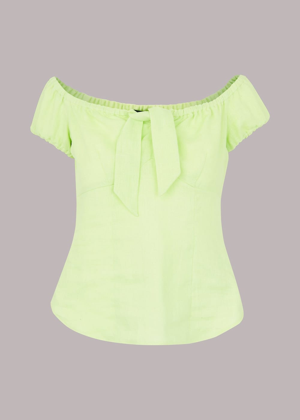 Lime Off Shoulder Tie Front Top WHISTLES Whistles UK