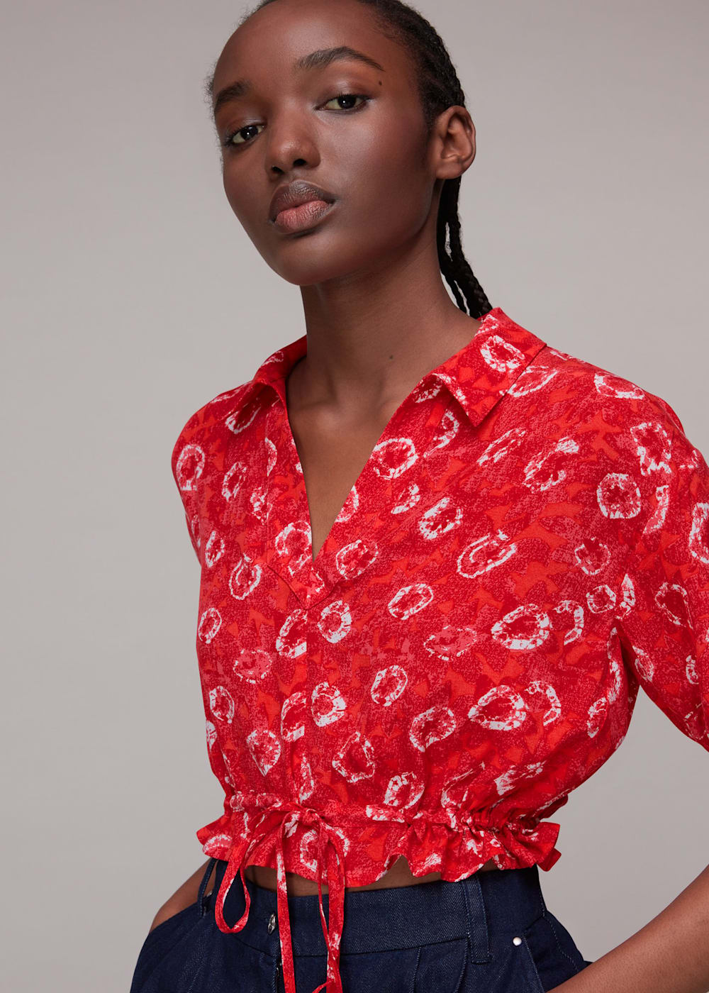 Red/Multi Tie Dye Floral Top | WHISTLES | Whistles UK |