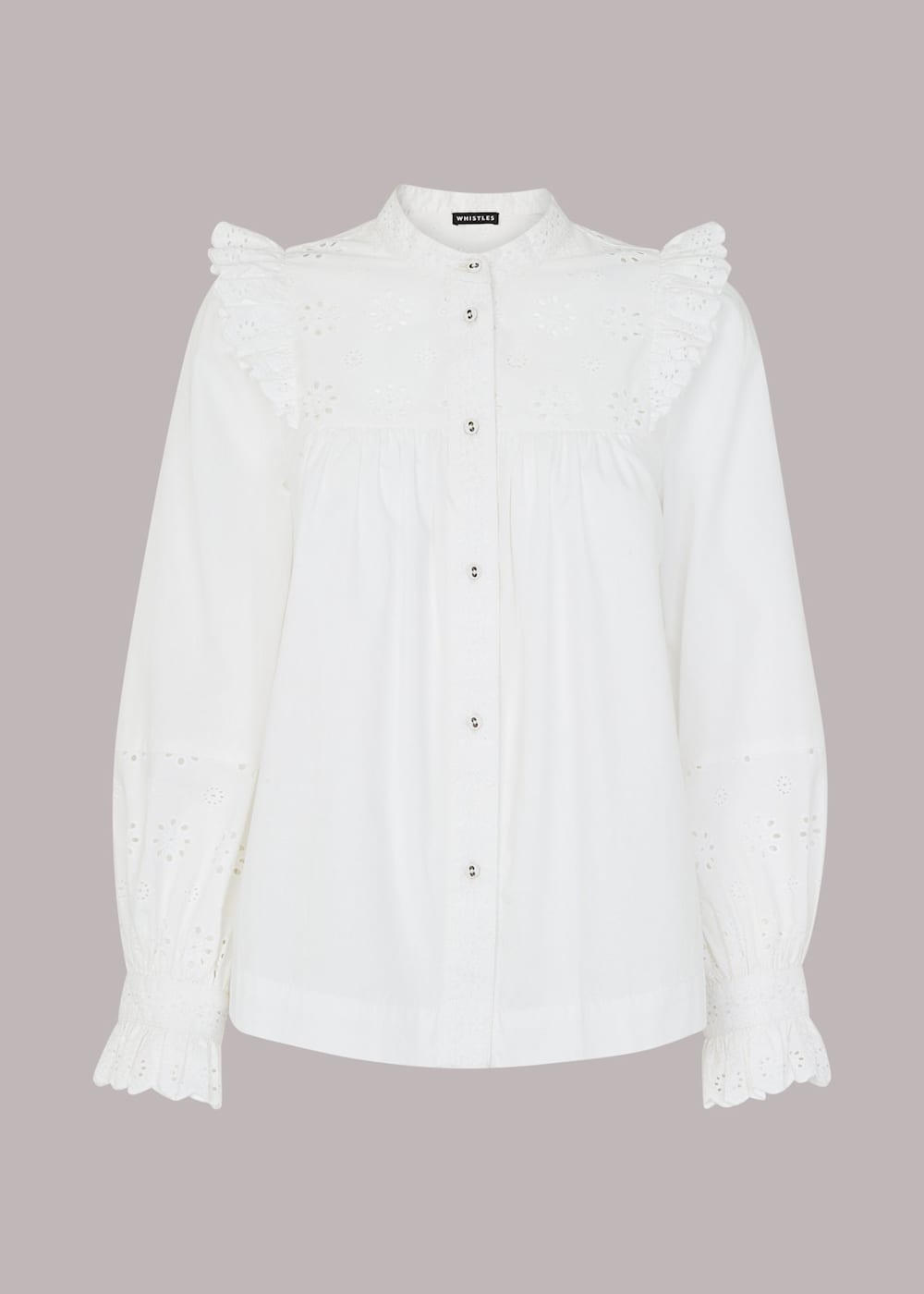 White Broderie Frill Sleeve Top | WHISTLES | Whistles US | White Broderie Frill Sleeve Top | WHISTLES | Whistles US |
