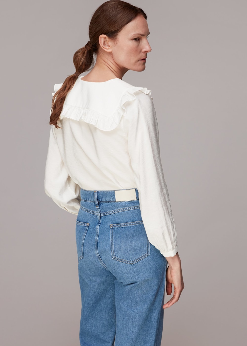 White Lenny Frill Detail Top WHISTLES Whistles US
