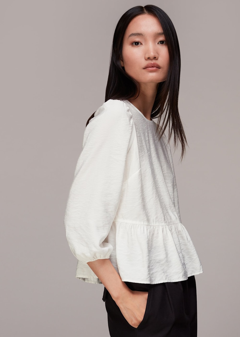 Ivory Cut Out Peplum Top