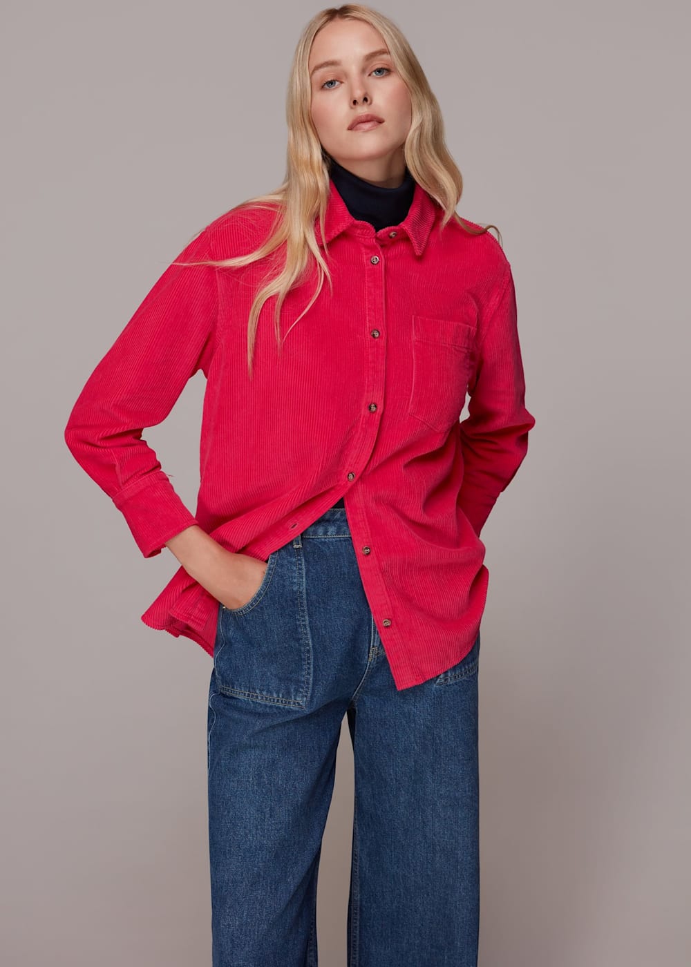 Pink Lucie Corduroy Oversized Shirt | WHISTLES | Whistles UK |