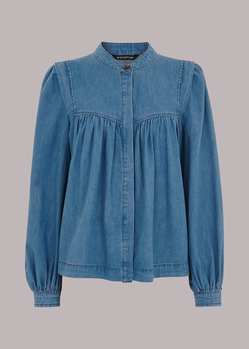 Denim Mollie Chambray Denim Blouse | WHISTLES | Whistles US |