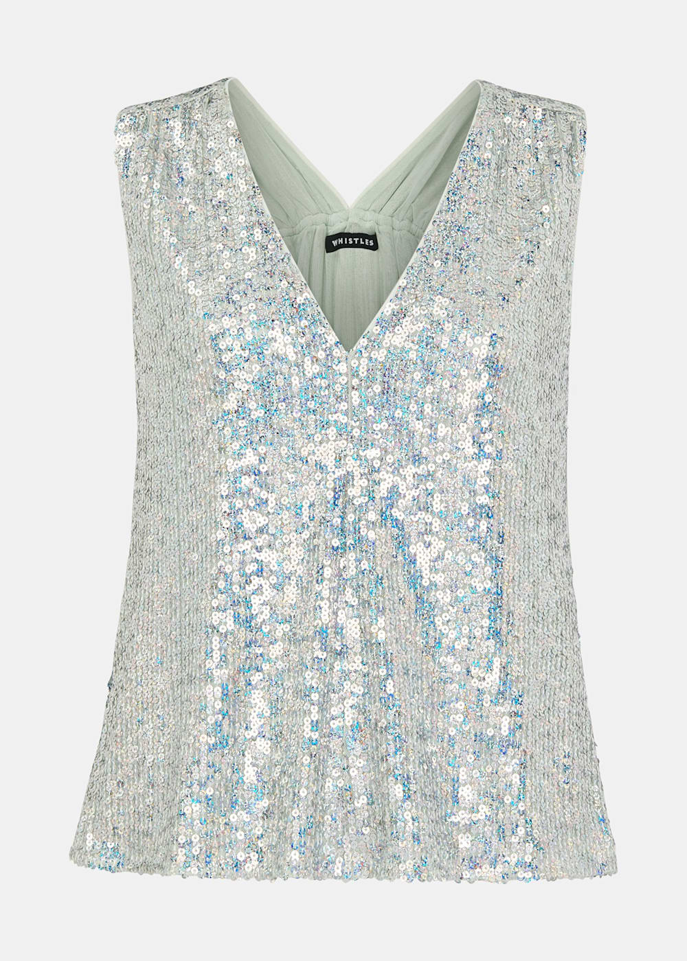 Silver sequin vest top deals