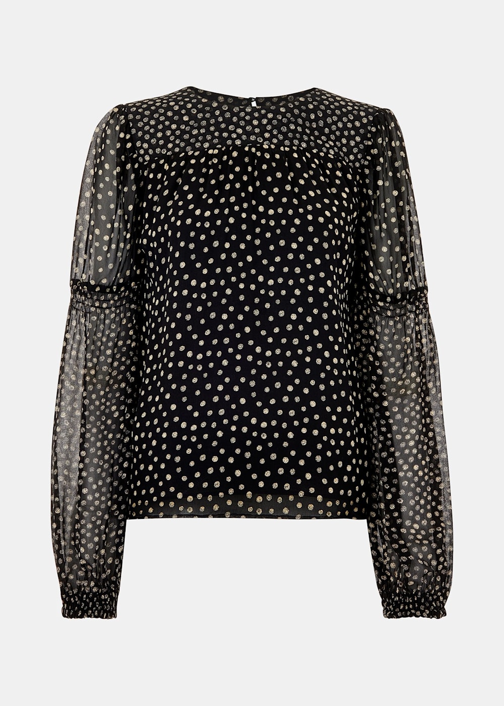 Polka dot long sleeve blouse sales