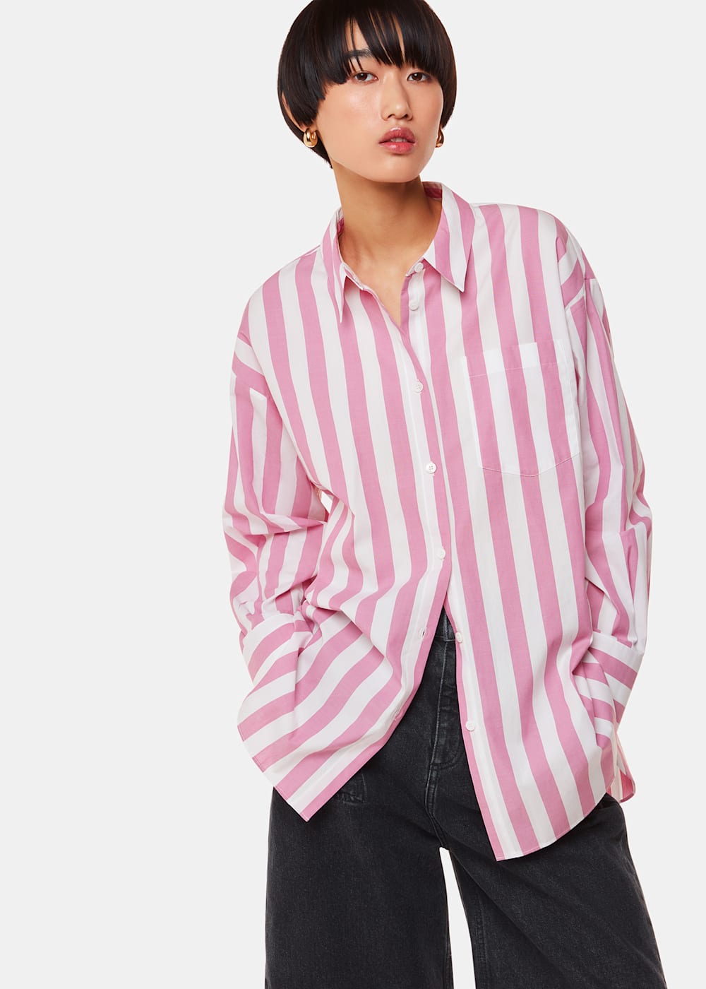 Whistles Stripe Button Front Top Whistles Stripe Button Front Top