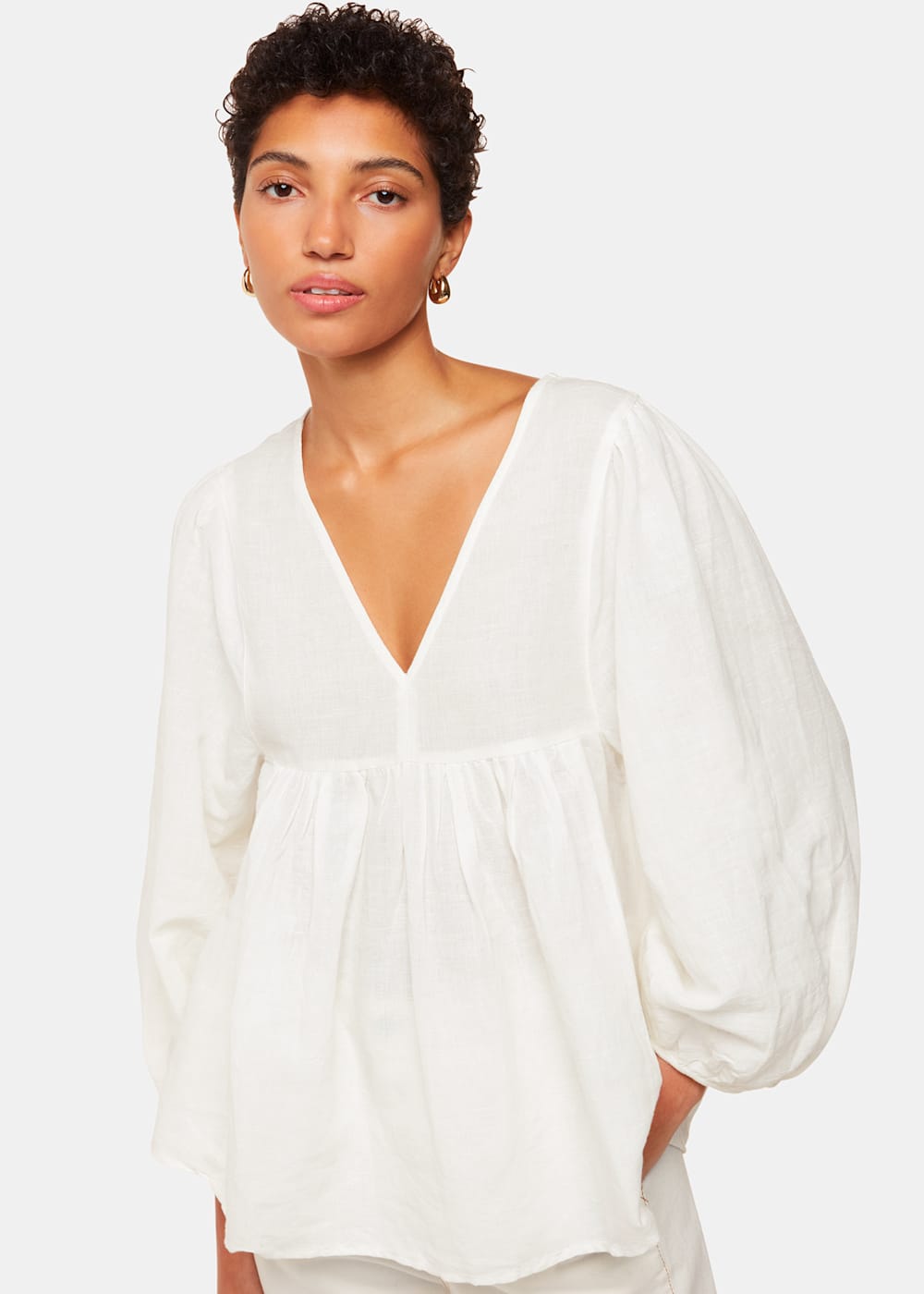 Whistles white linen frill skirt on sale
