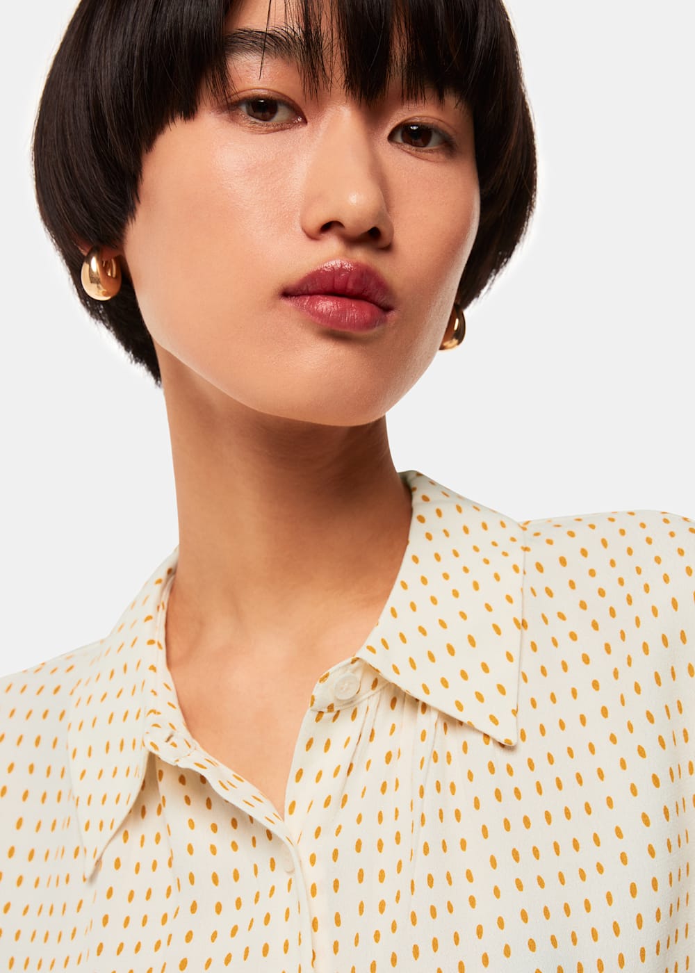 Whistles Oval Spot Tie Sleeve Shirt Whistles Oval Spot Tie Sleeve Shirt