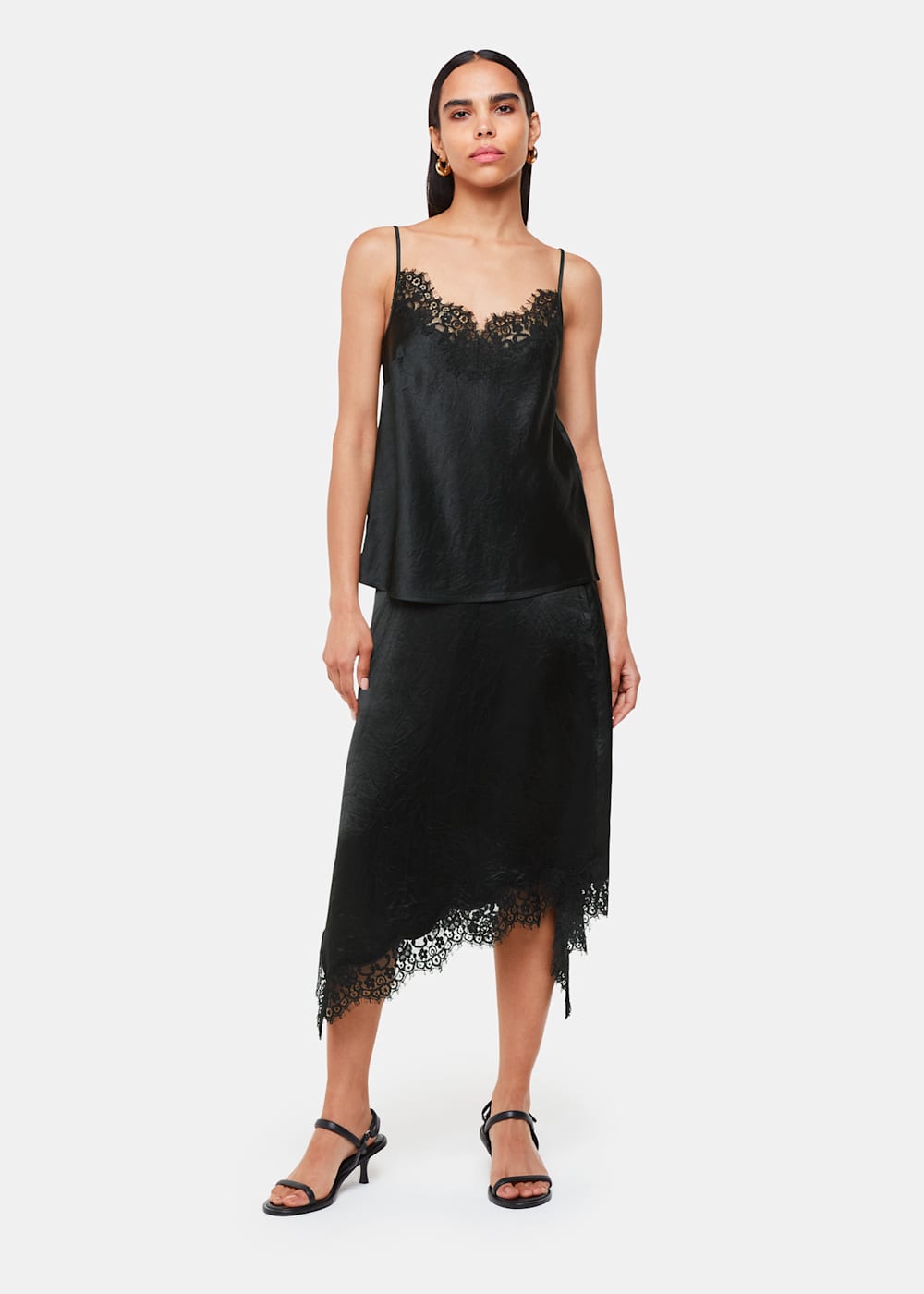 Black Lace Trim Cami Top | WHISTLES | Whistles US |