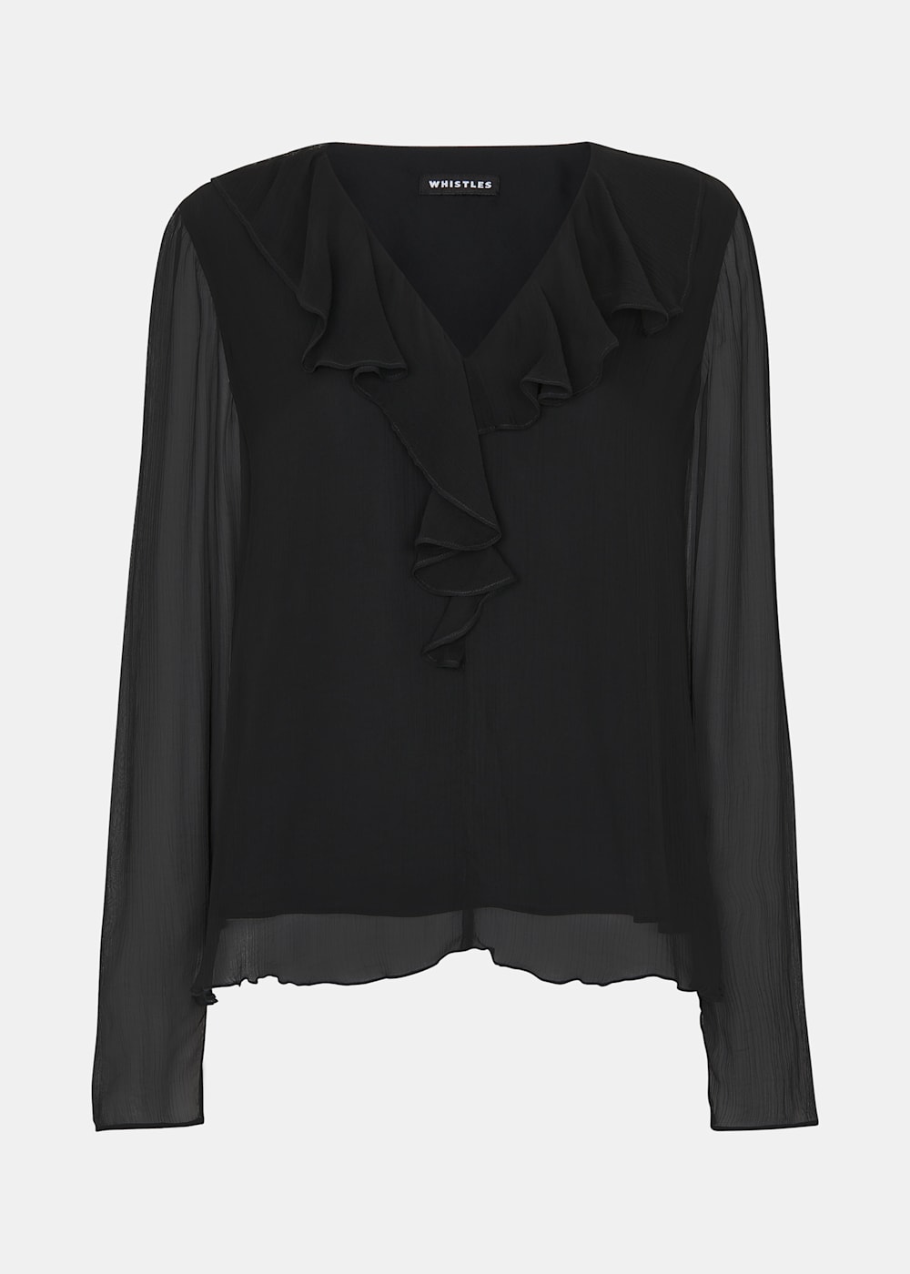 Black Ruffle Collar Detail Blouse WHISTLES Whistles UK