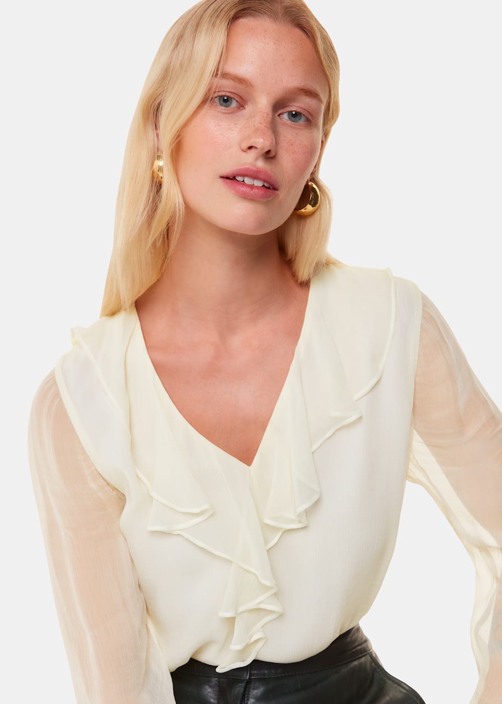 Ivory Ruffle Collar Detail Blouse | WHISTLES | Whistles US |
