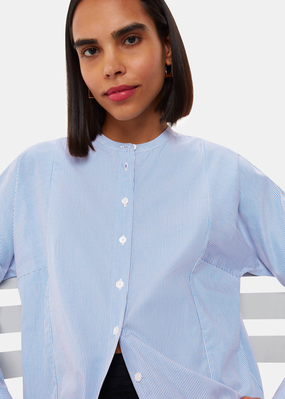 Whistles Stripe Grandad Collar Shirt Whistles Stripe Grandad Collar Shirt