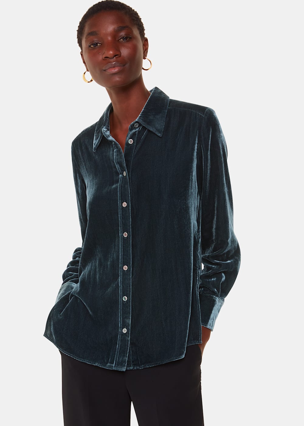 Green velvet shirt dress on sale