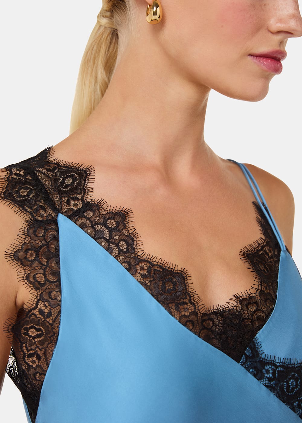 Blue Multi Iris Lace Detail Wrap Cami WHISTLES Whistles UK