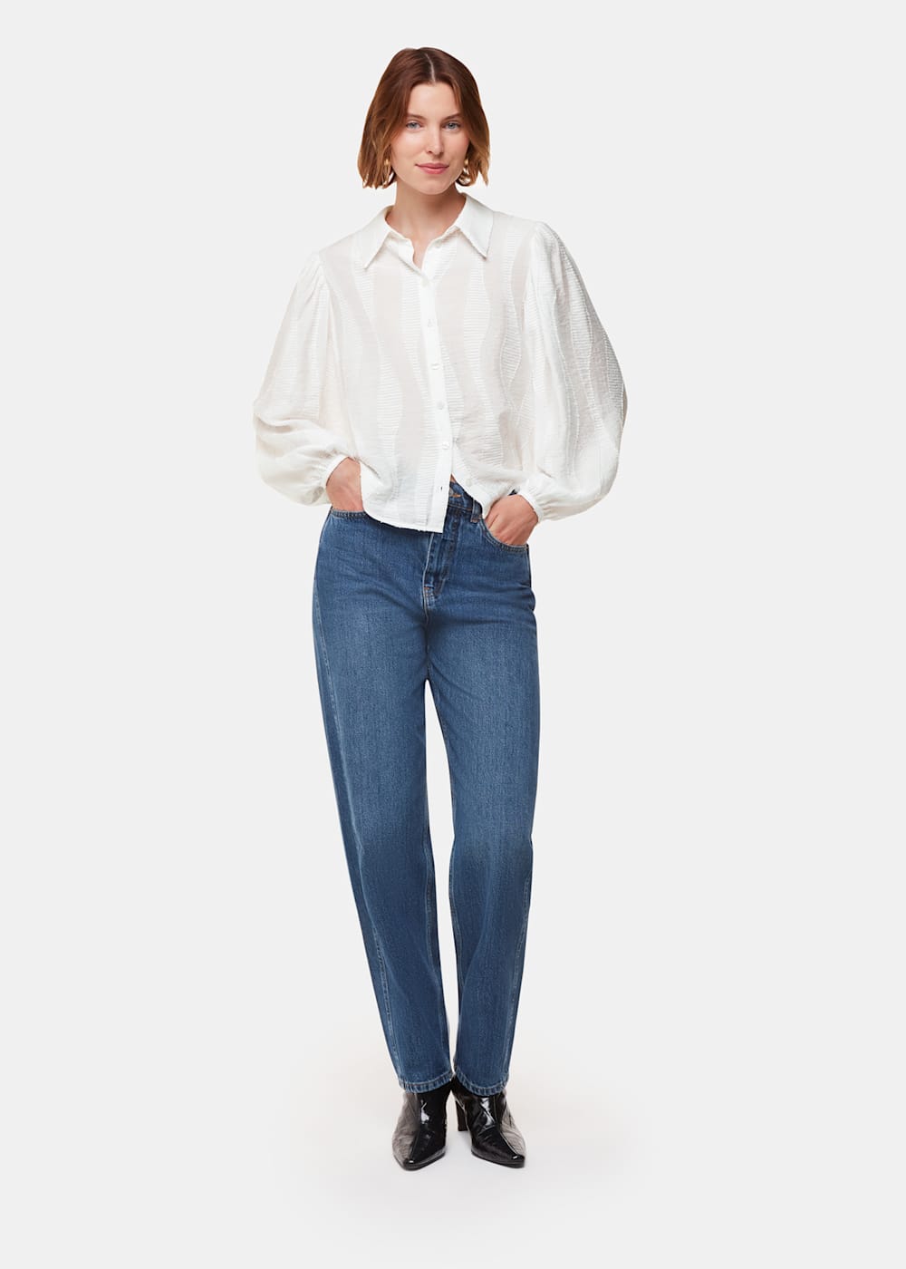 Whistles White Hannah Textured Shirt Whistles White Hannah Textured Shirt