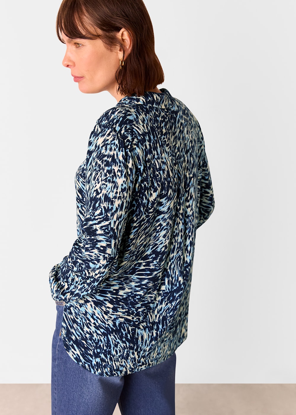 Whistles Blue Leopard Swirl Print Shirt Whistles Blue Leopard Swirl Print Shirt