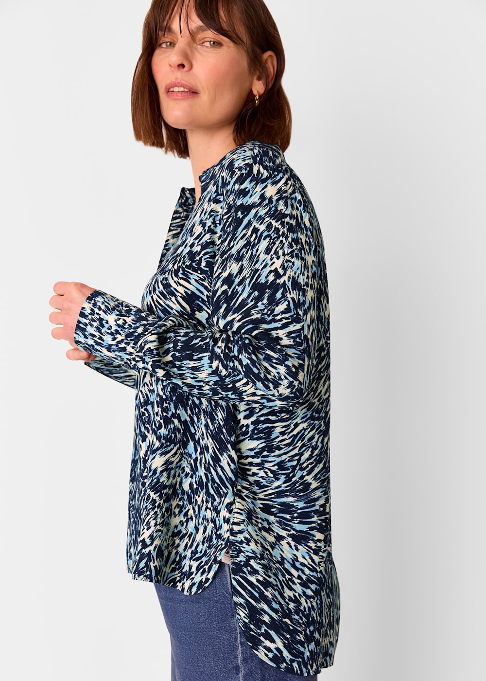 Whistles Blue Leopard Swirl Print Shirt Whistles Blue Leopard Swirl Print Shirt