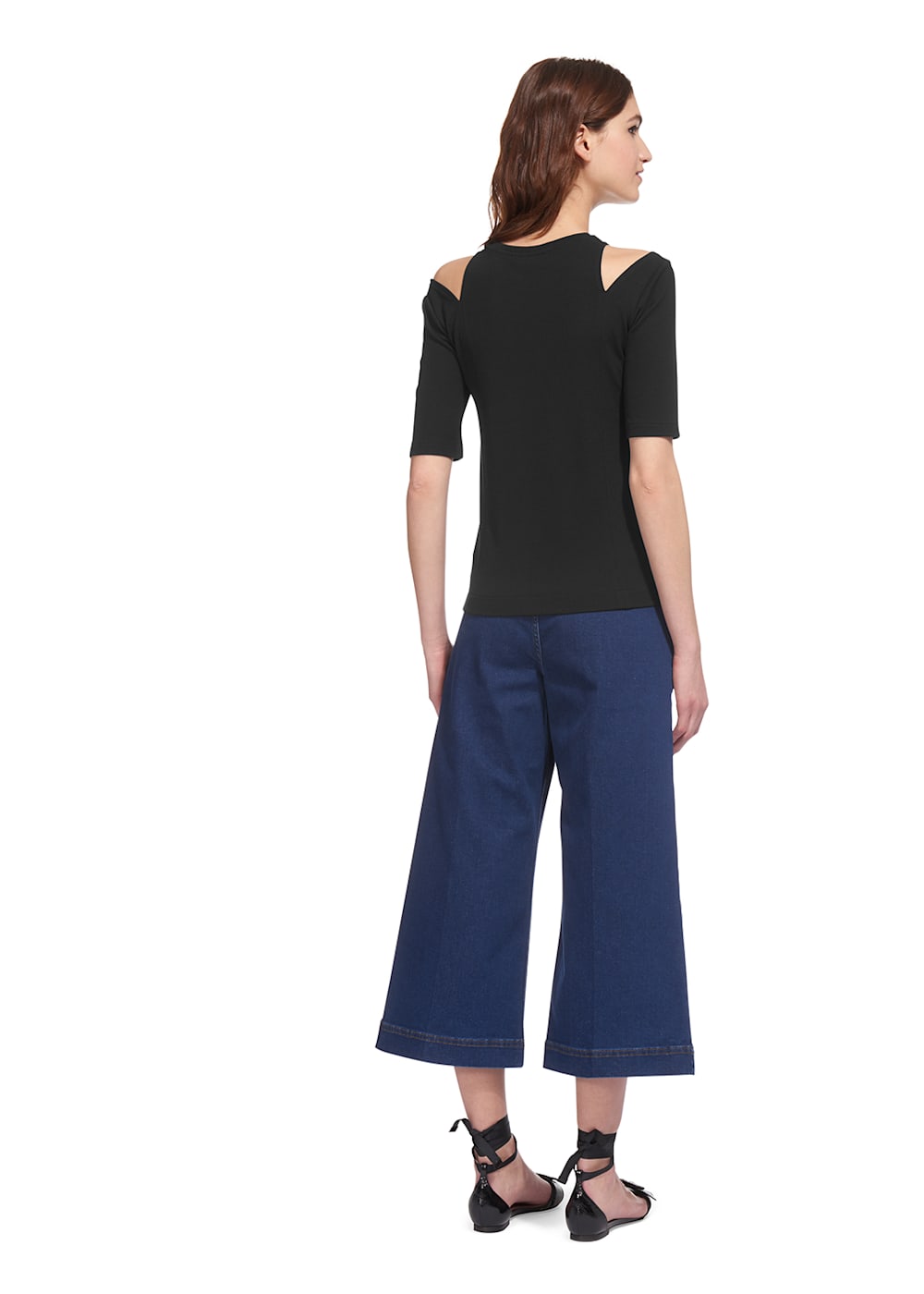 Split Shoulder Detail Top Black WHISTLES Whistles UK