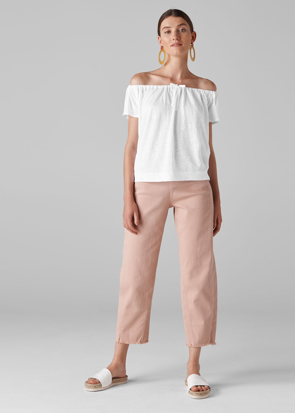 White Tie Neck Bardot Top WHISTLES Whistles UK