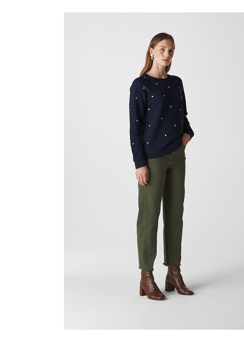 Whistles heart embroidered sweatshirt on sale