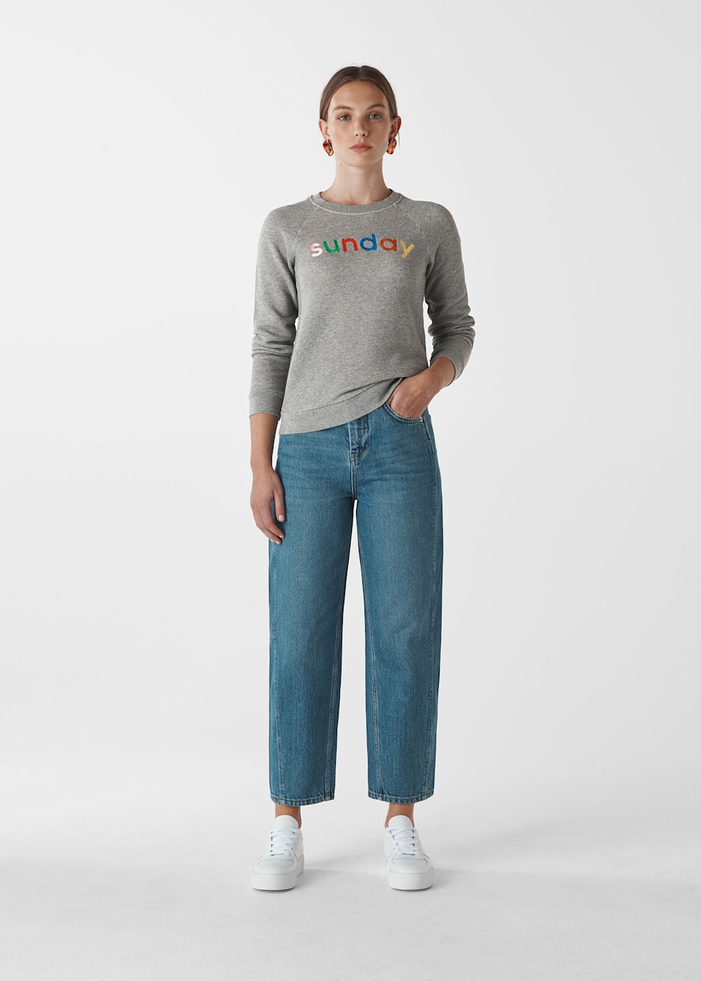 Grey Marl Sunday Sweatshirt WHISTLES Whistles UK