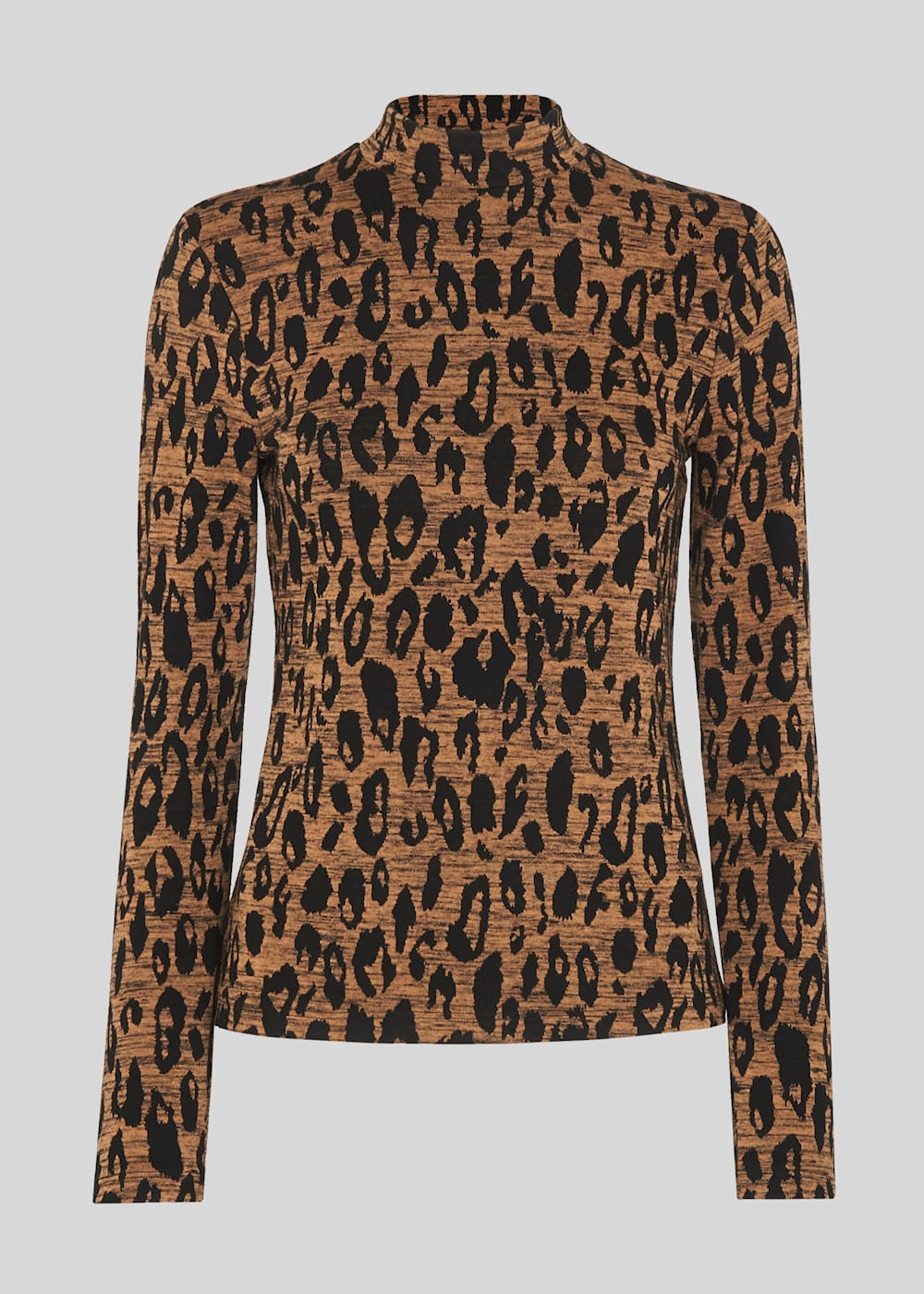 Leopard Print High Neck Animal Jaquard Top | WHISTLES | Whistles UK |