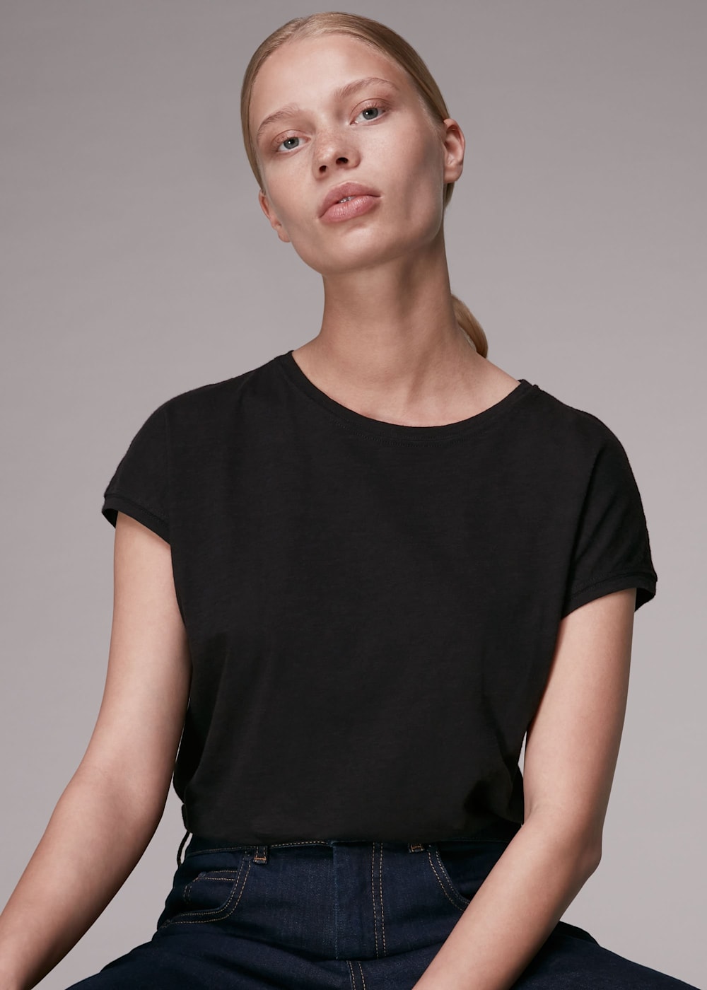 Black cap sleeve t shirt sale