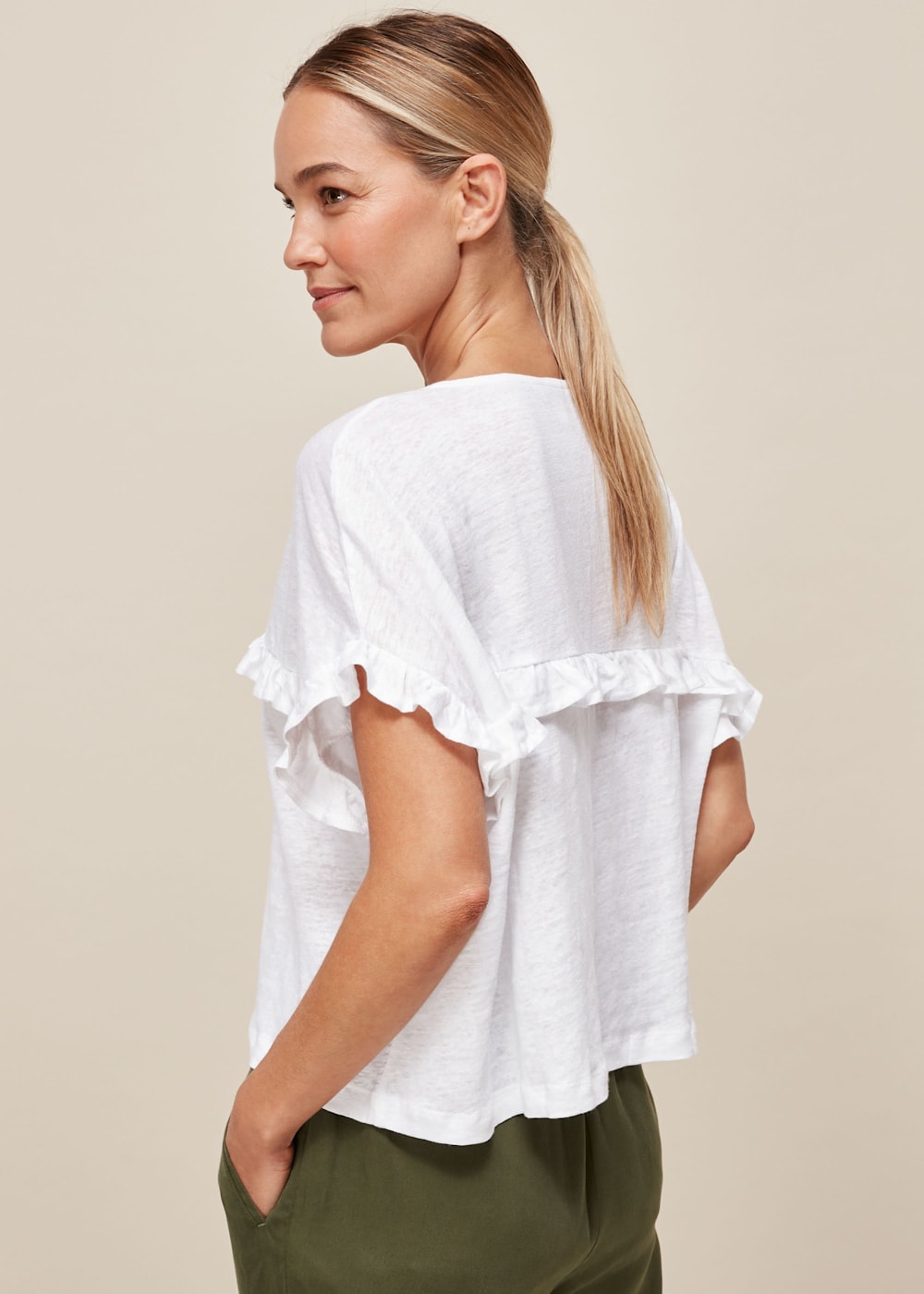 Whistles white linen frill skirt deals