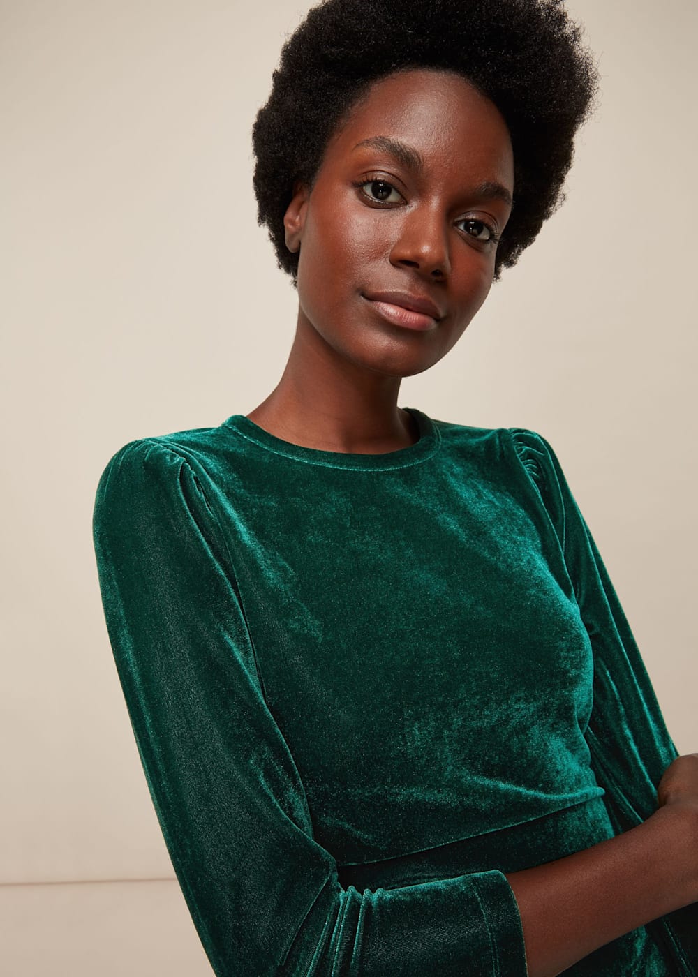 Puff sleeve velvet top outlet