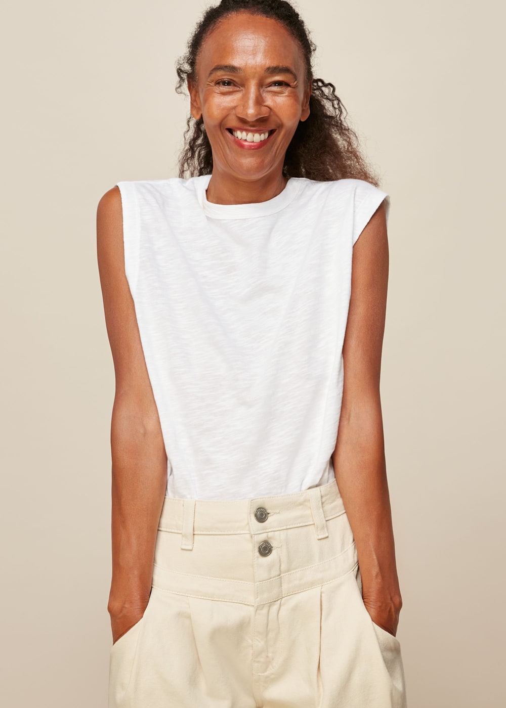 White Easy Muscle Vest Top WHISTLES Whistles ROW