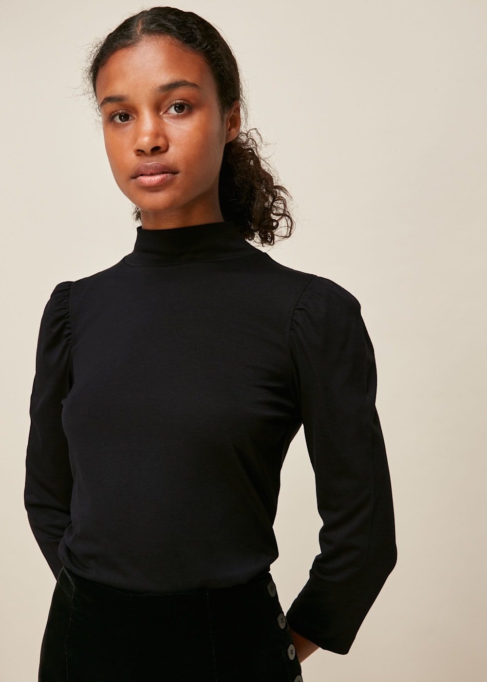 Cotton high neck top deals