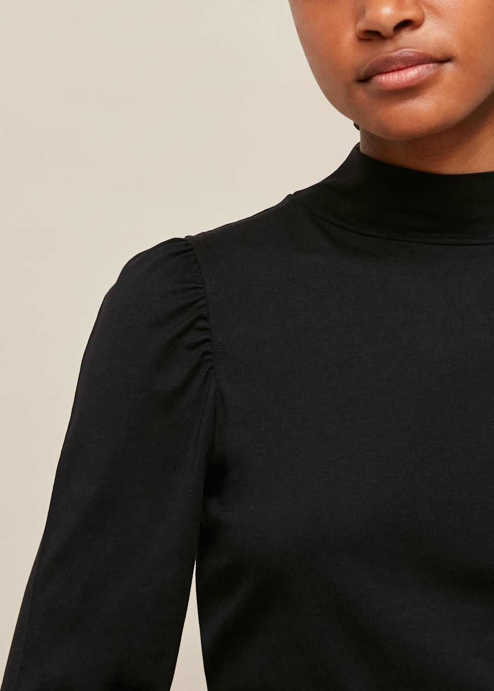 High neck puff sleeve top best sale