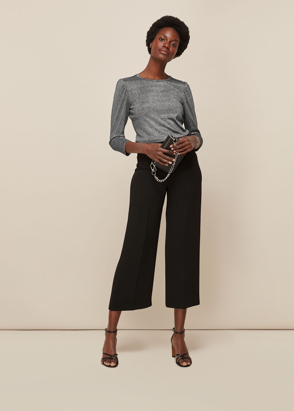 Silver puff sleeve top hotsell