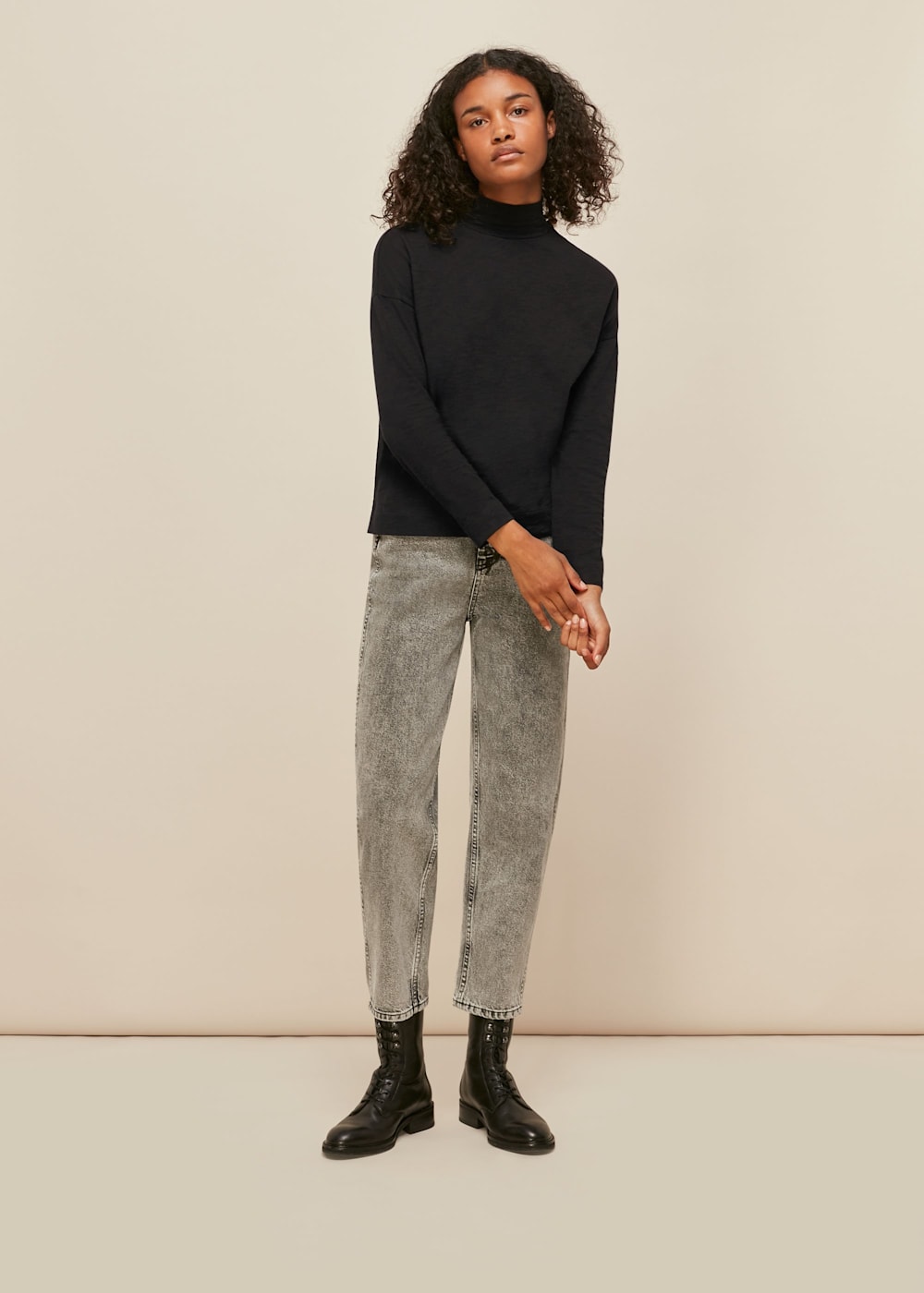 Ladies black high neck top deals